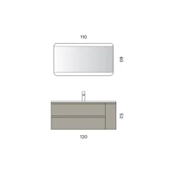 Composizione Bagno Comprensiva di Base con 2 Cassetti e 1 Anta - Titan