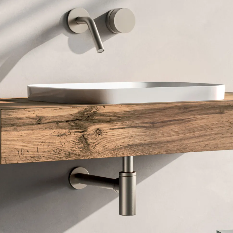 Composizione Bagno Comprensiva di Base con Ruote, Lavabo e Specchio - Titan