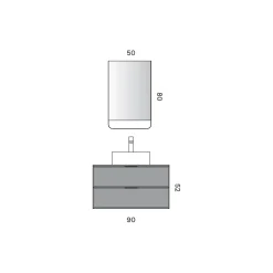 Composizione Bagno Comprensiva di 1 Base con 2 Cassetti, Lavabo e Specchio Led - Orione