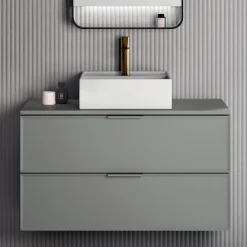 Composizione Bagno Comprensiva di 1 Base con 2 Cassetti, Lavabo e Specchio Led - Orione