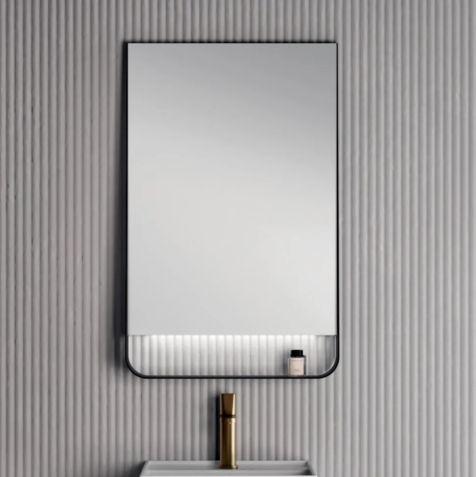 Composizione Bagno Comprensiva di 1 Base con 2 Cassetti, Lavabo e Specchio Led - Orione