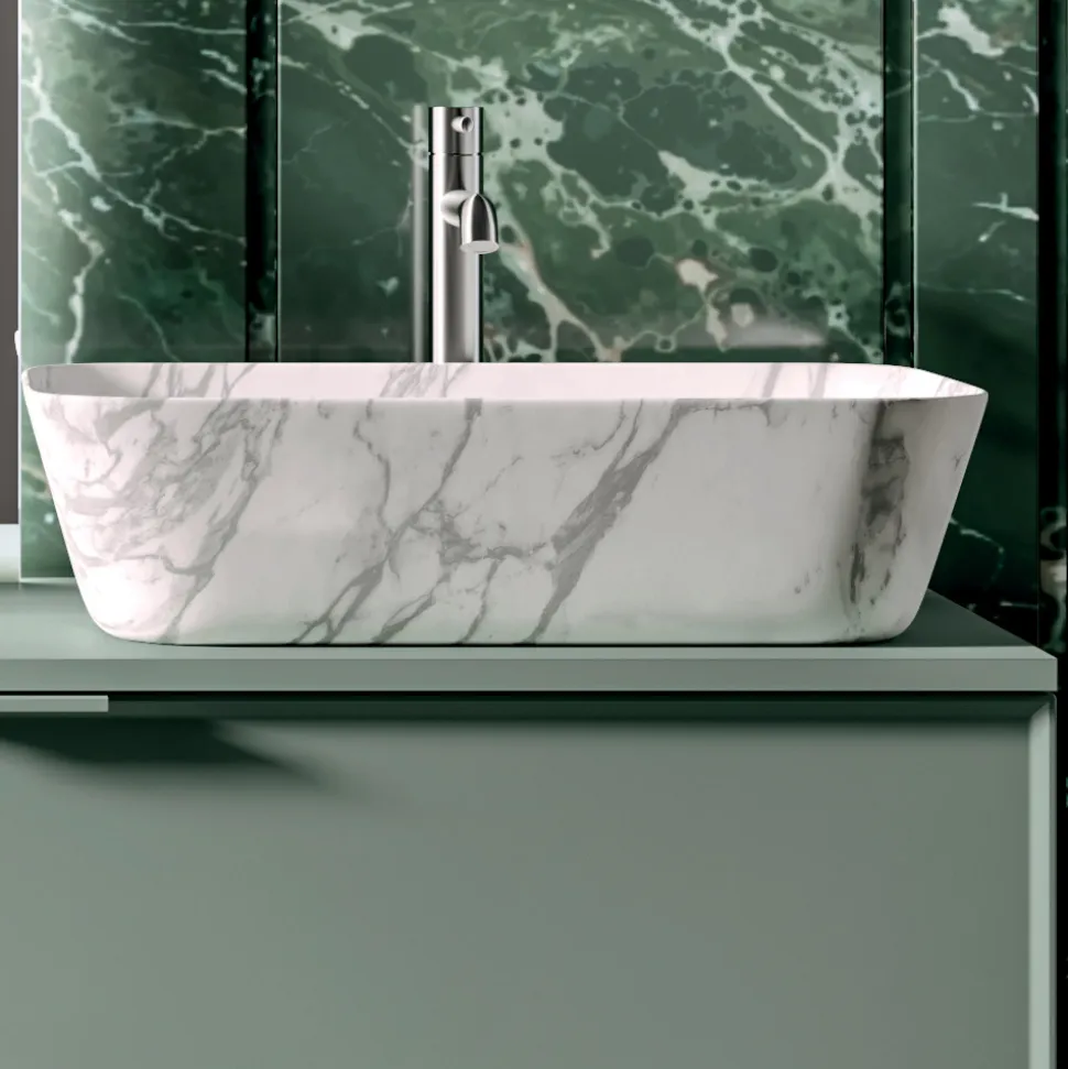 Composizione Bagno Comprensiva di 1 Base con 2 Cassetti, Lavabo e Specchio - Orione