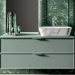 Composizione Bagno Comprensiva di 1 Base con 2 Cassetti, Lavabo e Specchio - Orione