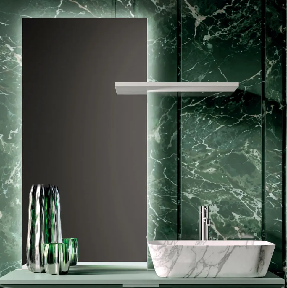Composizione Bagno Comprensiva di 1 Base con 2 Cassetti, Lavabo e Specchio - Orione