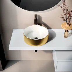 Composizione Bagno Comprensiva di Base con Cassetto, Lavabo, Specchio e Cubo - Orione