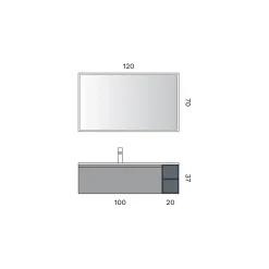 Composizione Bagno con 1 Base con 1 Cassetto e Vano a Giorno e Specchio - Titan