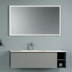 Composizione Bagno con 1 Base con 1 Cassetto e Vano a Giorno e Specchio - Titan