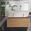 Composizione Bagno con Base Rovere Miele, Lavabo e Specchio Made in Italy - Kilos