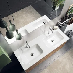 Composizione Bagno con Base Rovere Miele, Lavabo e Specchio Made in Italy - Kilos