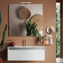 Composizione Bagno con Base Sospesa, Specchio e Lavabo Made in Italy - Dream