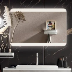 Composizione Bagno con Base, Specchio e Lavabo in Resina Made in Italy - Kilos