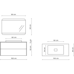Composizione Bagno con Base, Specchio e Lavabo in Resina Made in Italy - Kilos
