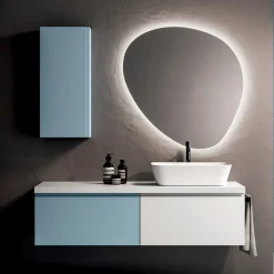 Composizione Bagno con 2 Basi con 1 Cassetto Ciascuna e Specchio - Titan