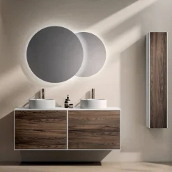 Composizione Bagno con 4 Cassetti in Rovere Rio, Specchio e Lavabo - Velaria