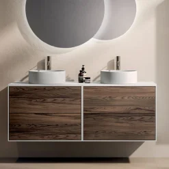 Composizione Bagno con 4 Cassetti in Rovere Rio, Specchio e Lavabo - Velaria
