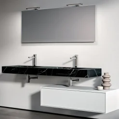 Composizione Bagno con 1 Cassetto Bianco, Specchio e Mensola Hpl Marquina - Velaria