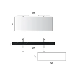 Composizione Bagno con 1 Cassetto Bianco, Specchio e Mensola Hpl Marquina - Velaria
