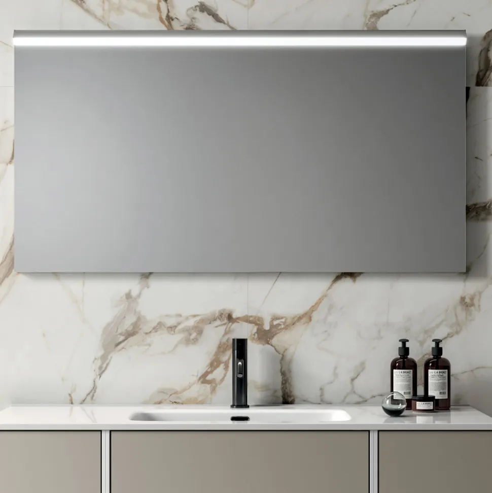 Composizione Bagno con 6 Cassetti Tortora, Specchio e Lavabo - Velaria