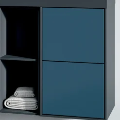 Composizione Bagno con 4 Cassetti Blu Avio, Specchio e Lavabo - Velaria