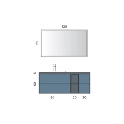 Composizione Bagno con 4 Cassetti Blu Avio, Specchio e Lavabo - Velaria