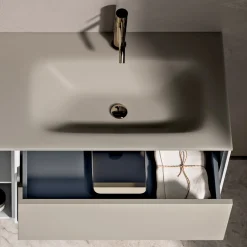 Composizione Bagno con 4 Cassetti, Vano a Giorno, Lavabo e Specchio - Velaria