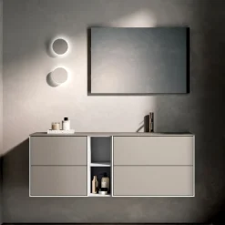 Composizione Bagno con 4 Cassetti, Vano a Giorno, Lavabo e Specchio - Velaria