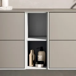 Composizione Bagno con 4 Cassetti, Vano a Giorno, Lavabo e Specchio - Velaria
