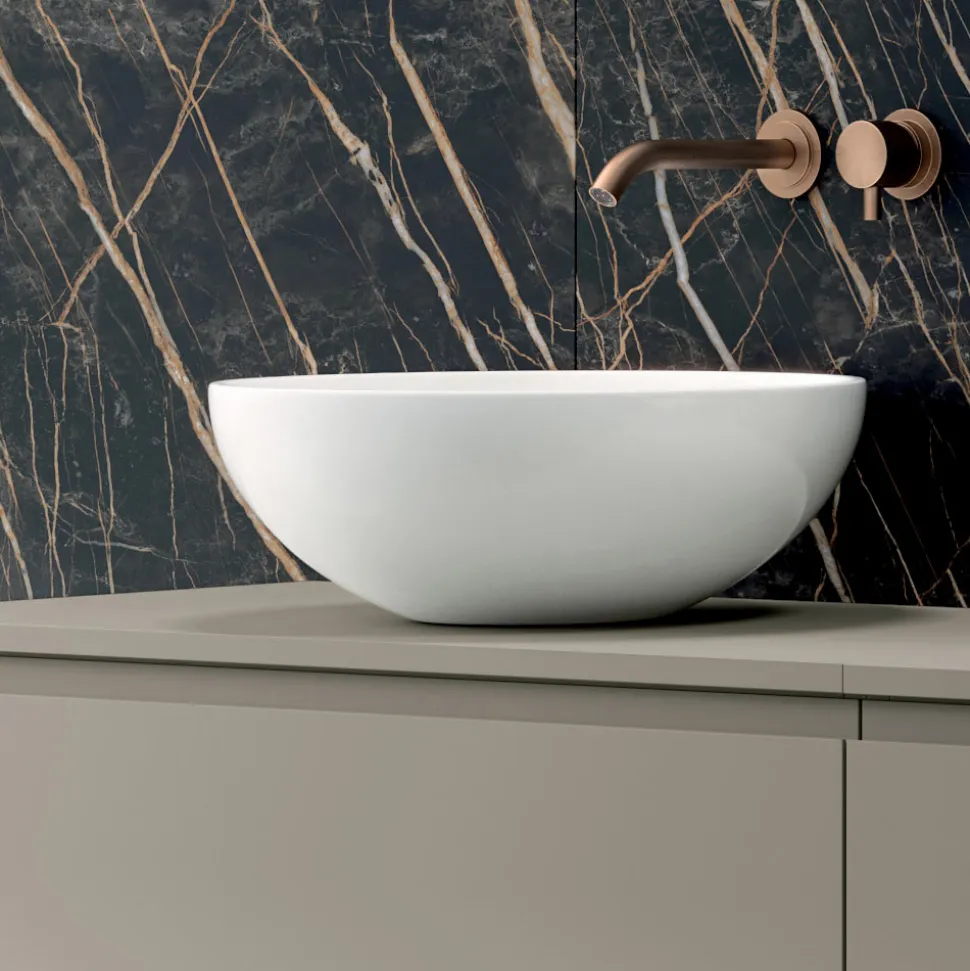 Composizione Bagno con 4 Cassetti, 2 Lavabi in Ceramica e Specchio - Titan