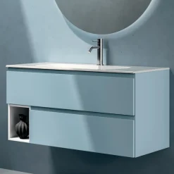 Composizione Bagno con 2 Cassetti, 1 Vano a Giorno e Specchio - Titan