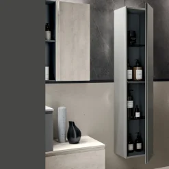 Composizione Bagno con 2 Cassetti, Pensile, Colonna e Specchio - Titan