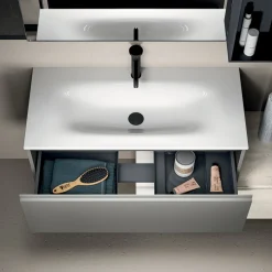 Composizione Bagno con 2 Cassetti, Pensile, Colonna e Specchio - Titan