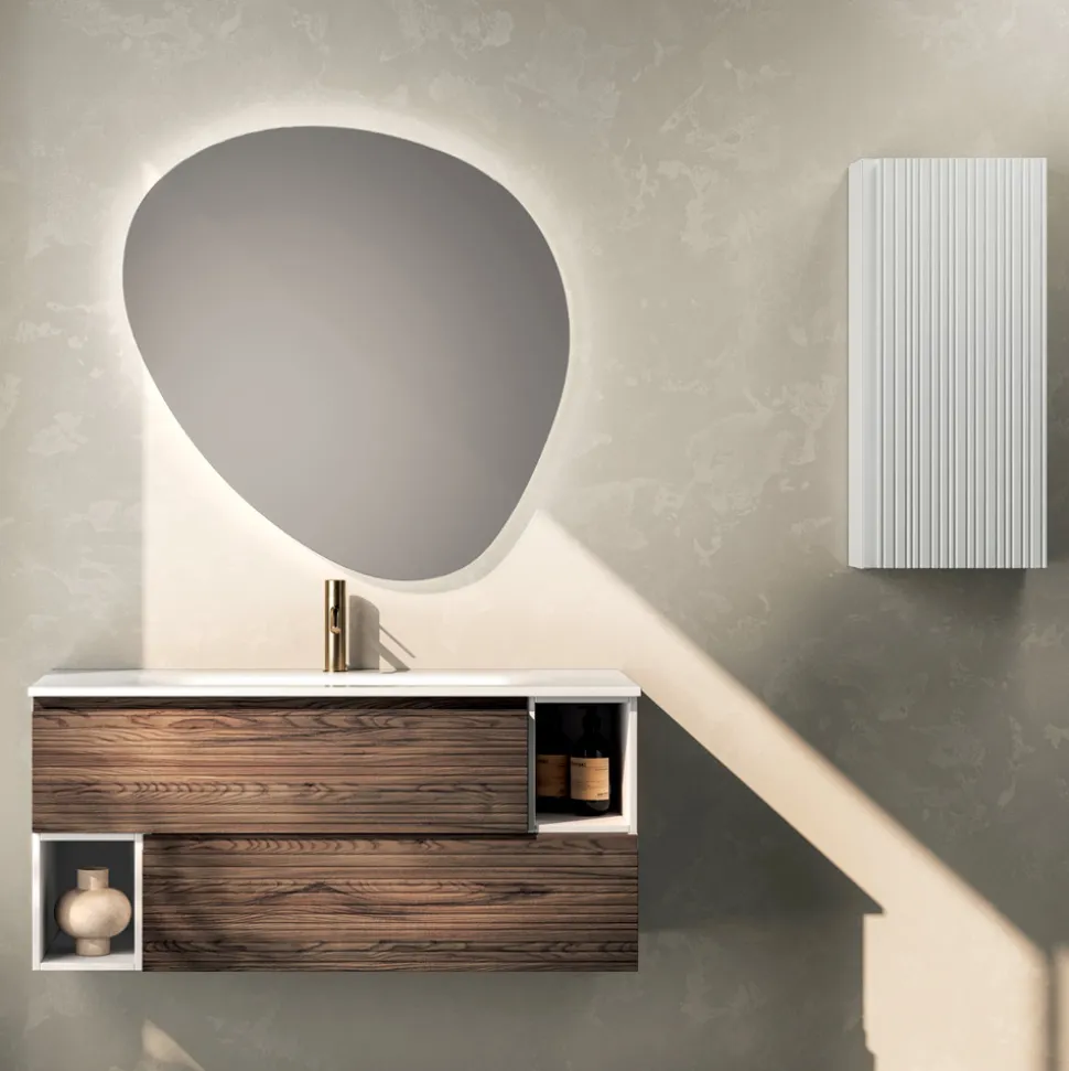 Composizione Bagno con 2 Cassetti, 2 Vani a Giorno e Lavabo - Elios