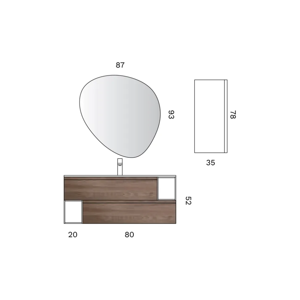 Composizione Bagno con 2 Cassetti, 2 Vani a Giorno e Lavabo - Elios
