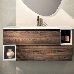 Composizione Bagno con 2 Cassetti, 2 Vani a Giorno e Lavabo - Elios