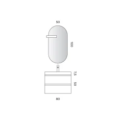 Composizione Bagno con 2 Cassetti Bianco Opaco, Lavabo e Specchio - Elios