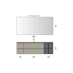 Composizione Bagno con 4 Cassetti, Lavabo, Specchio e Vani a Giorno - Elios