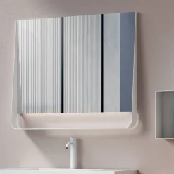 Composizione Bagno con 2 Cassetti, Lavabo Bianco, Specchio e Pensili - Elios
