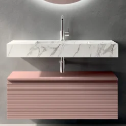 Composizione Bagno con Cassetto Rosa Cipria e Lavabo Calacatta - Elios