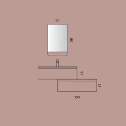 Composizione Bagno con Cassetti Rosa Cipria, Lavabo e Specchio - Elios