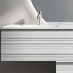 Composizione Bagno con Cassetti, Lavabo in Ceramica e Specchio Led - Elios
