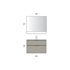 Composizione Bagno con Cassetti, Lavabo e Specchio Led - Orione