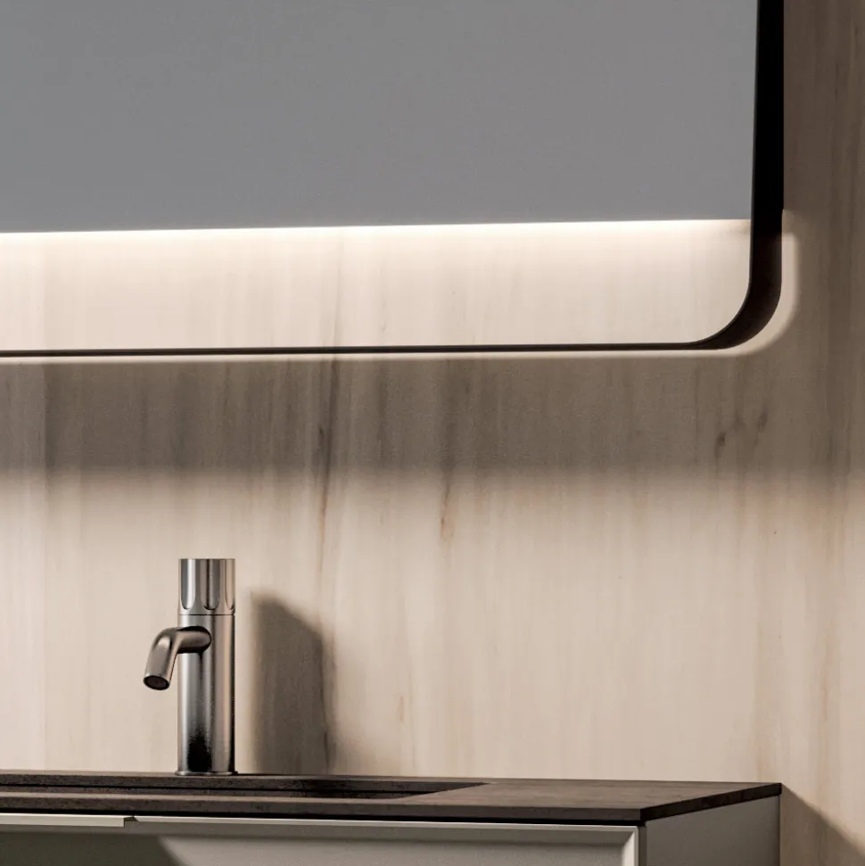 Composizione Bagno con Cassetti, Lavabo e Specchio Led - Orione