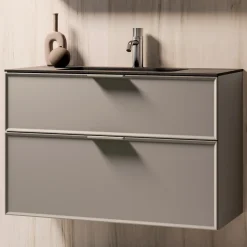 Composizione Bagno con Cassetti, Lavabo e Specchio Led - Orione