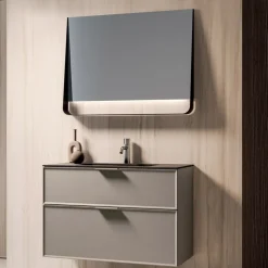Composizione Bagno con Cassetti, Lavabo e Specchio Led - Orione