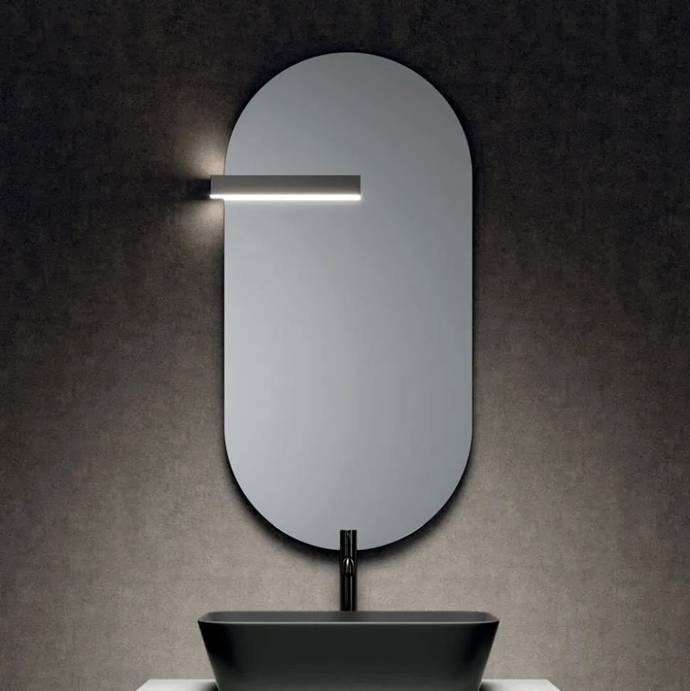 Composizione Bagno con 1 Cassetto, Lavabo in Resina Antracite e Specchio - Titan