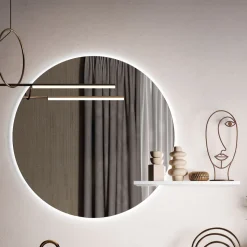 Composizione Bagno con Lavabo, Base Sospesa e Specchio Made in Italy - Dream