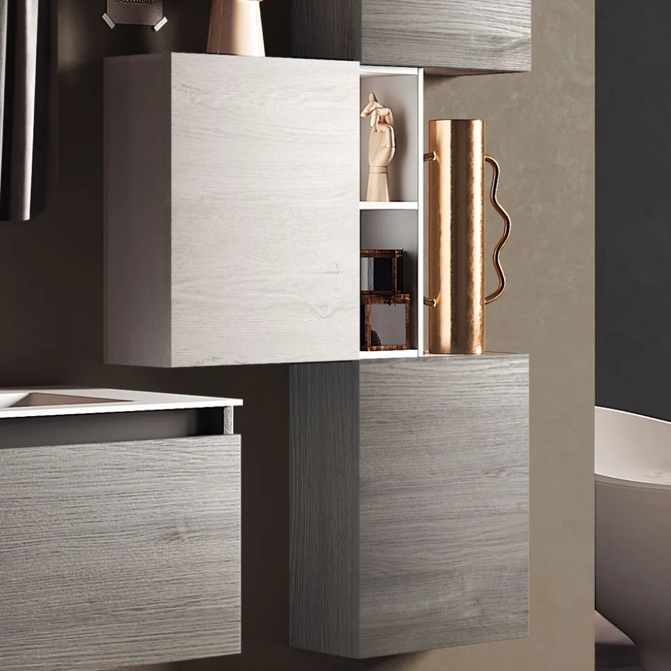 Composizione Bagno con Lavabo in Resina, Base Antigraffio Made in Italy - Dream