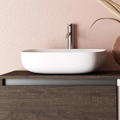 Composizione Bagno con Lavabo in Ceramica e Specchio Made in Italy - Dream