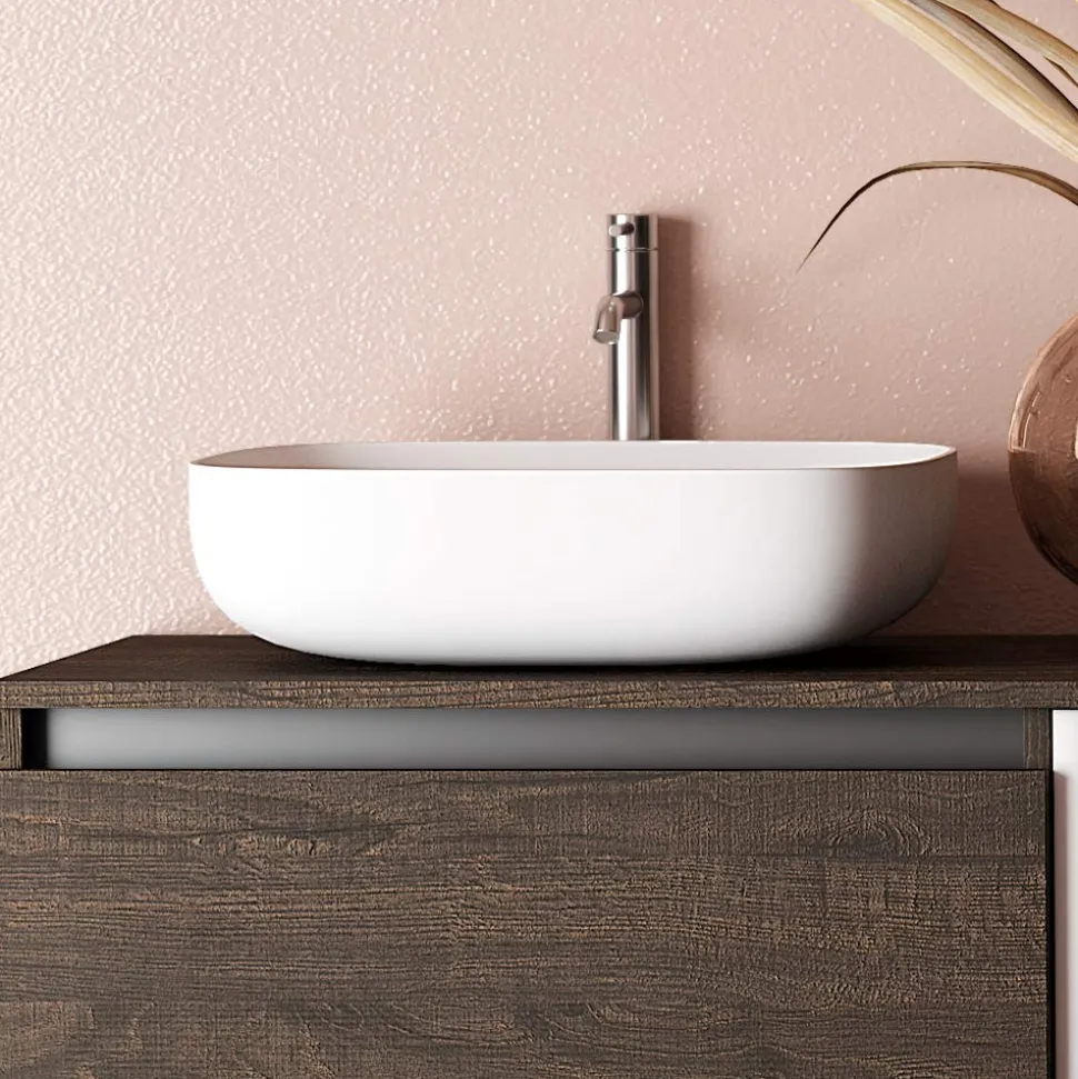 Composizione Bagno con Lavabo in Ceramica e Specchio Made in Italy - Dream
