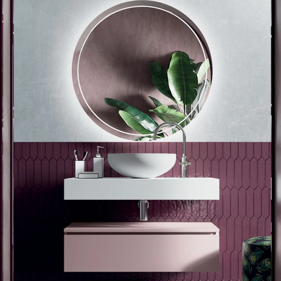 Composizione Bagno con Lavabo in Resina e Specchio Made in Italy - Palom